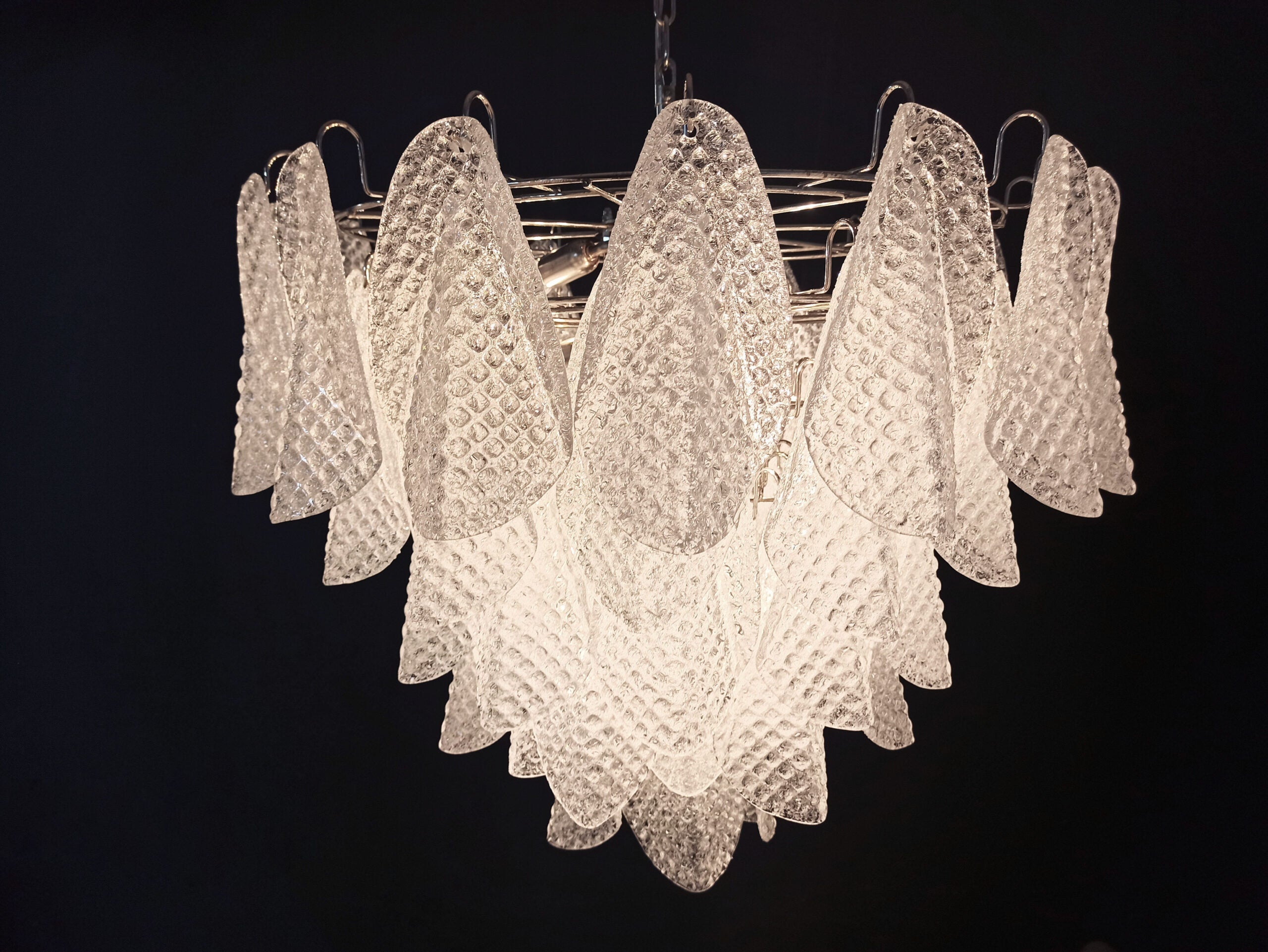 Murano Lysekrone – 57 Klare Rondiniglass – detalj 8 – Murano Classics