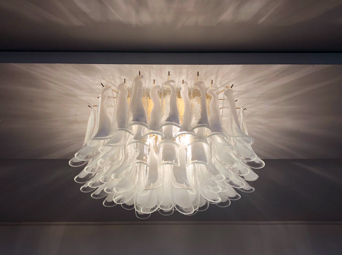 Murano Ceiling Lamp – 64 White Petal Glass – detail 4 – Murano Classics