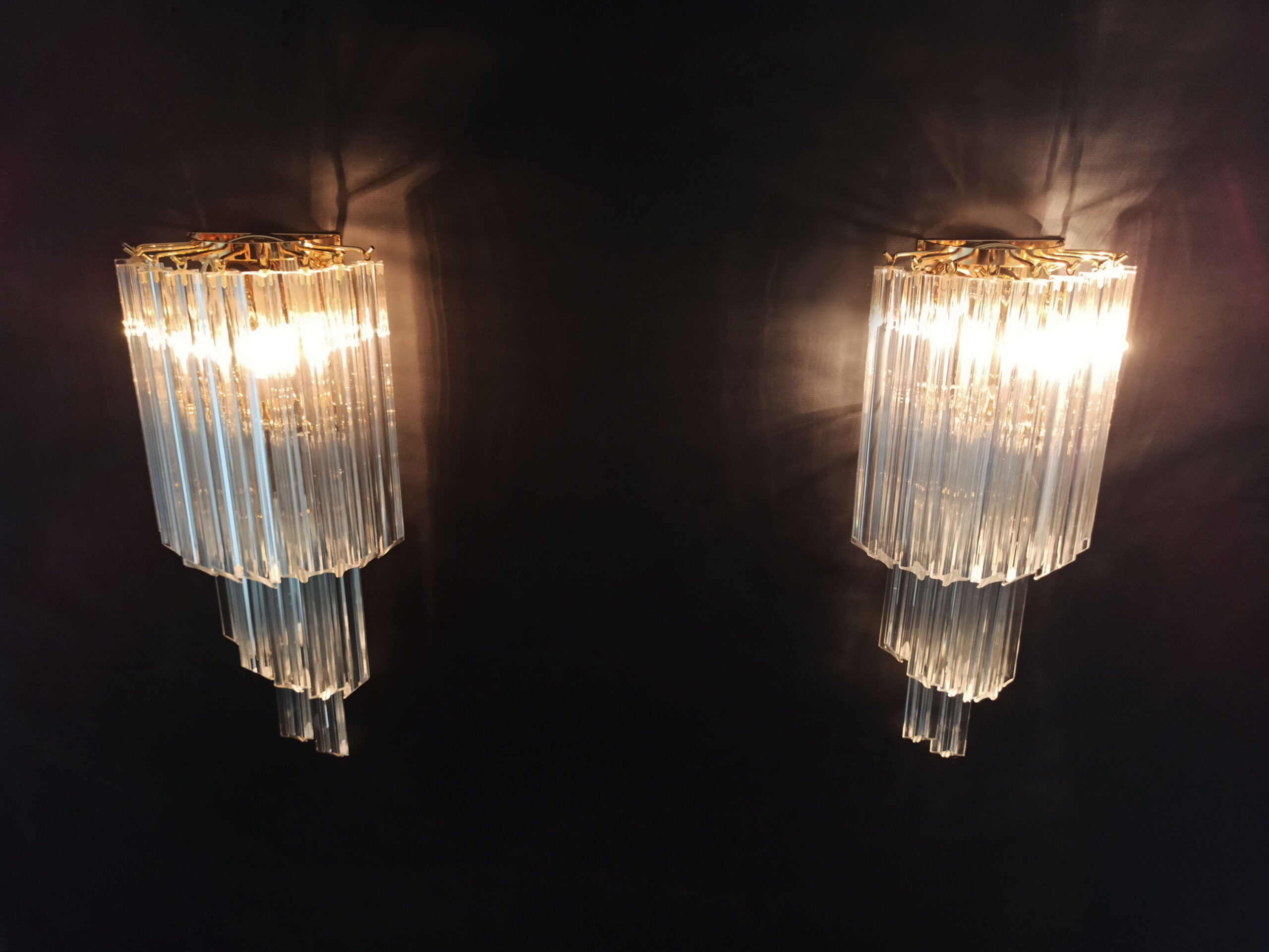 Murano Wall Lamp | 16 Clear Prism Glass | Set of 2