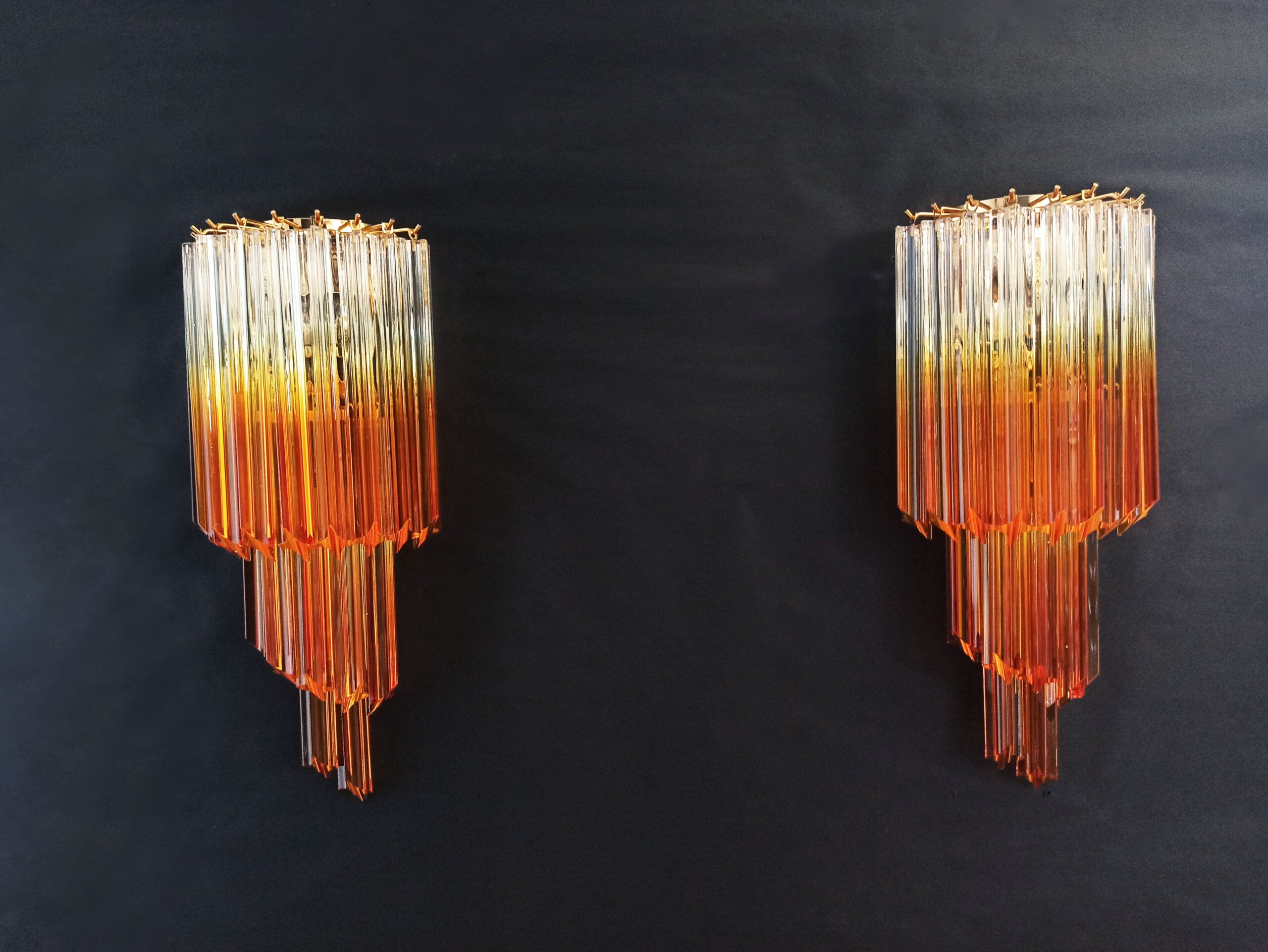 Murano Vegglampe | 32 Klare Lilla Prismeglass | 1 par