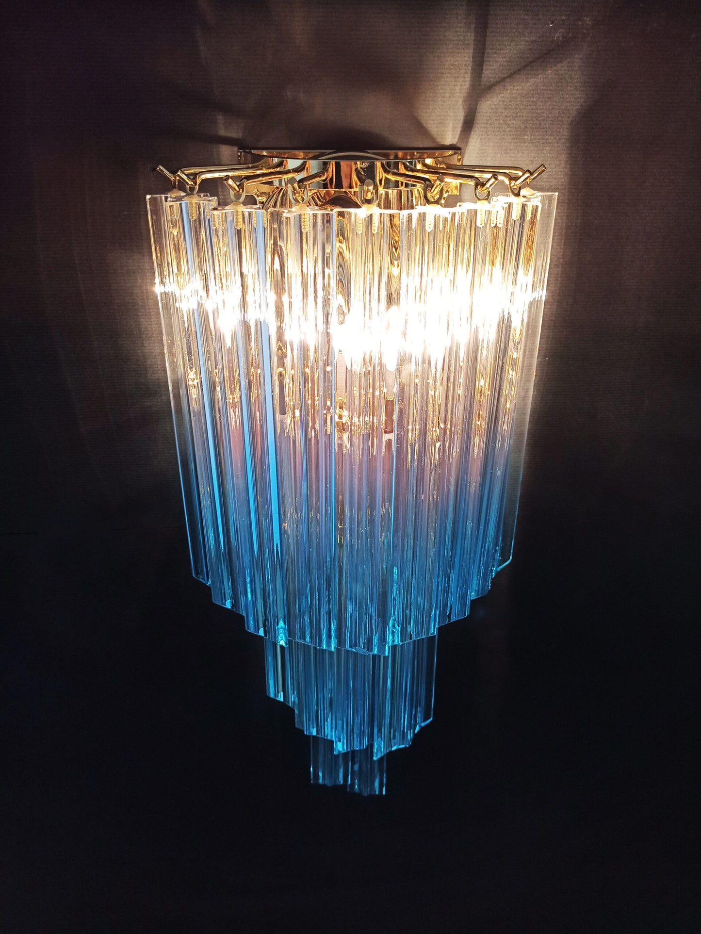 Murano Wall Lamp | 32 Clear Blue Prism Glass | 2 pcs