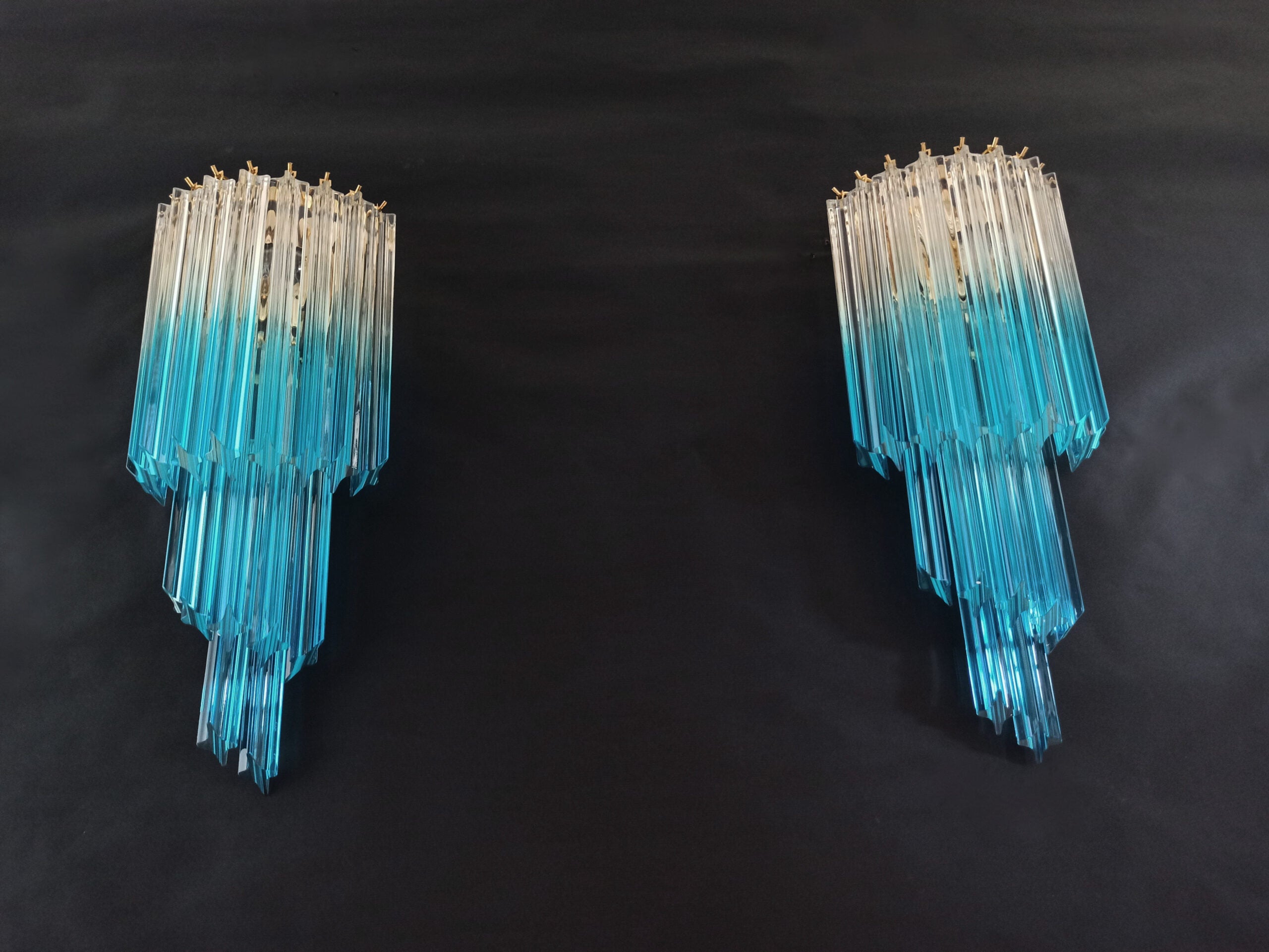 Murano Wall Lamp | 32 Clear Blue Prism Glass | Set of 2