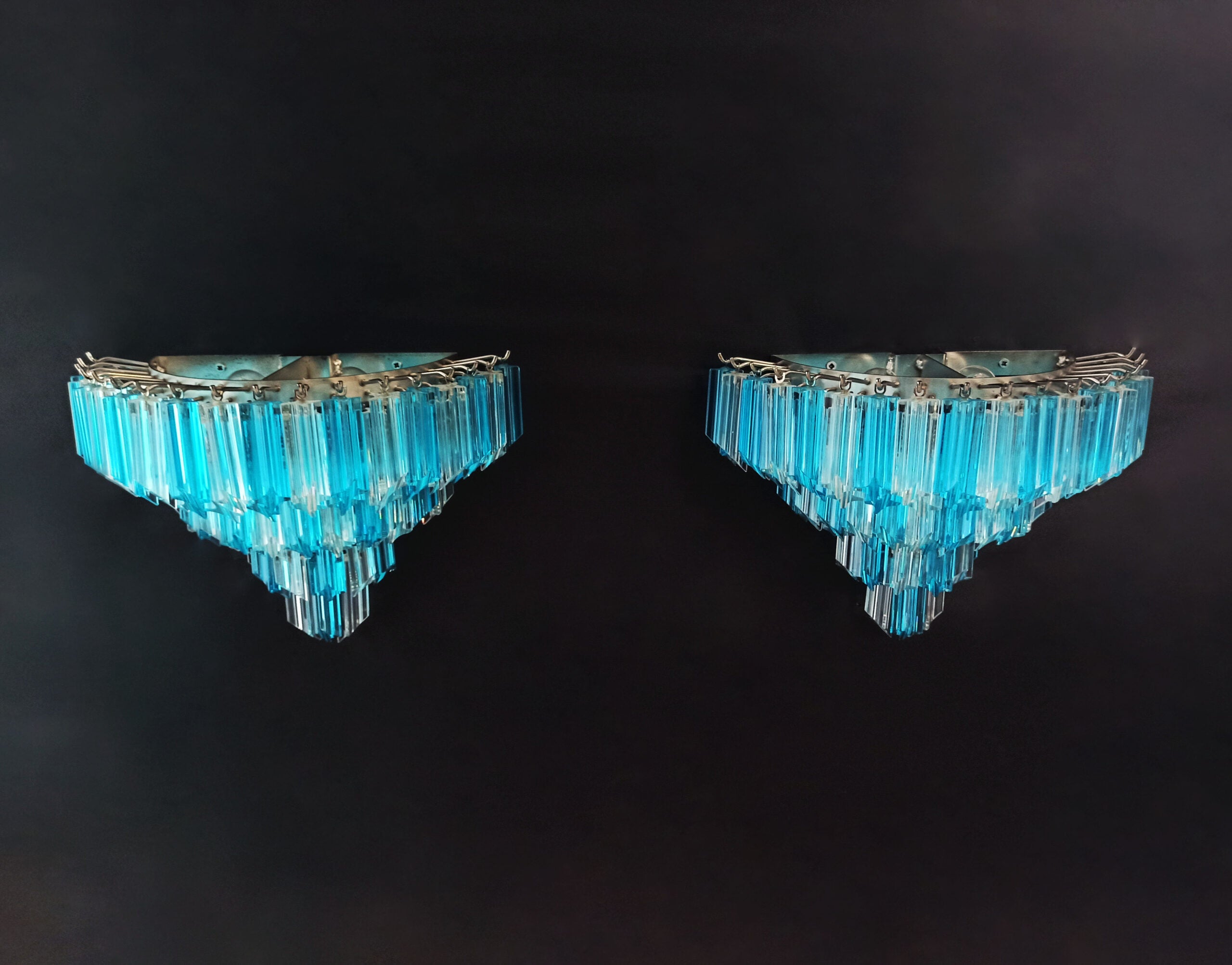 Murano Vegglampe | 63 Klare Blå Prismeglass | 1 par