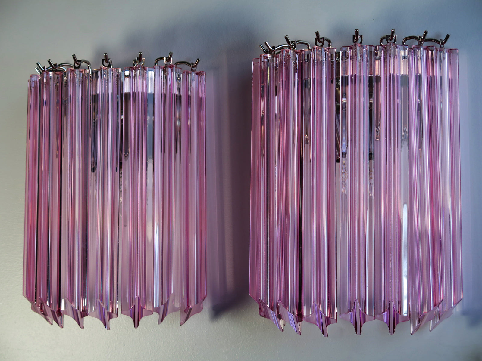 Murano Vegglampe | 9 Rosa Prismeglass | 1 par