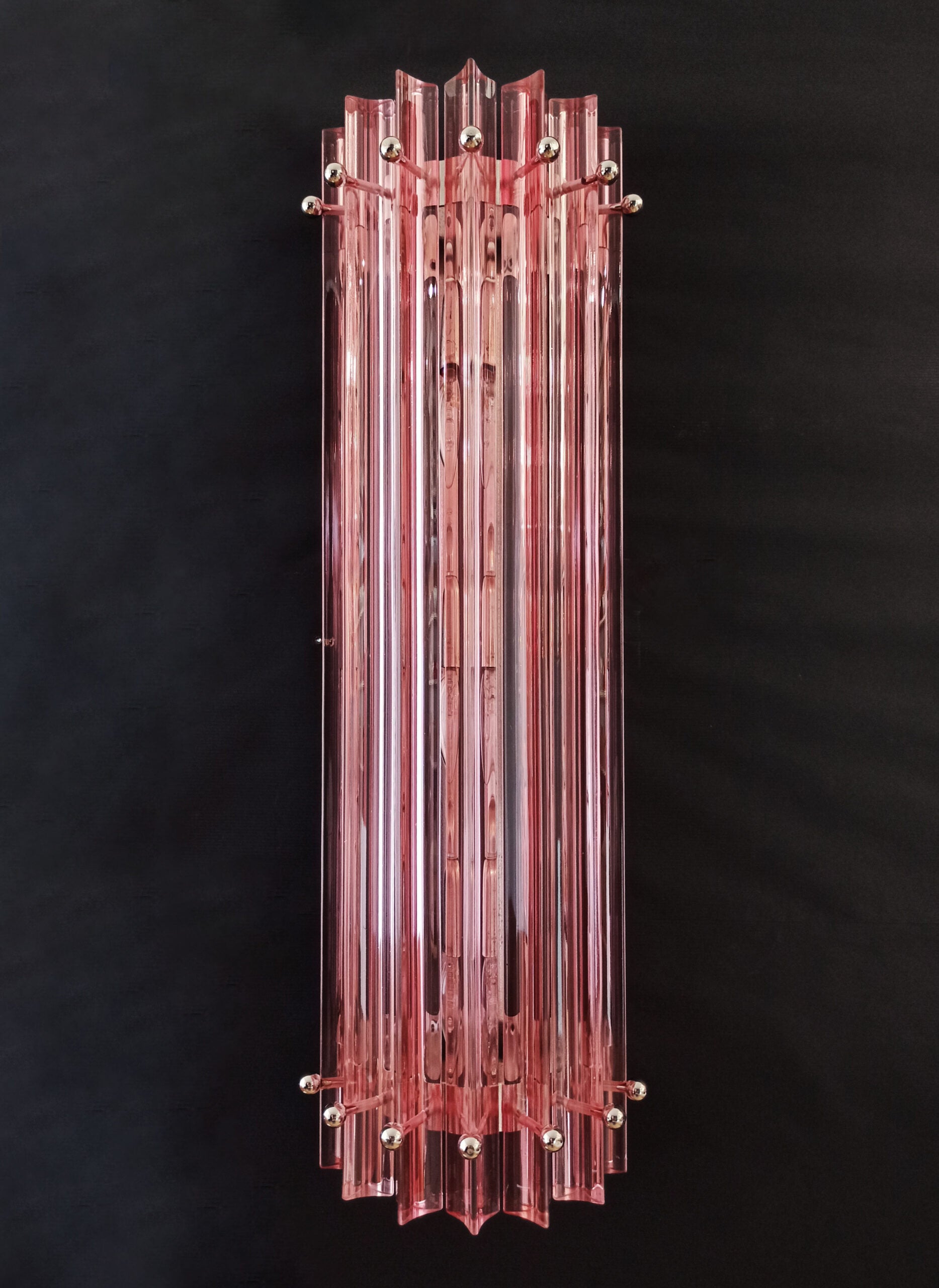Murano Wall Lamp | 7 Pink Prism Glass | Set of 2