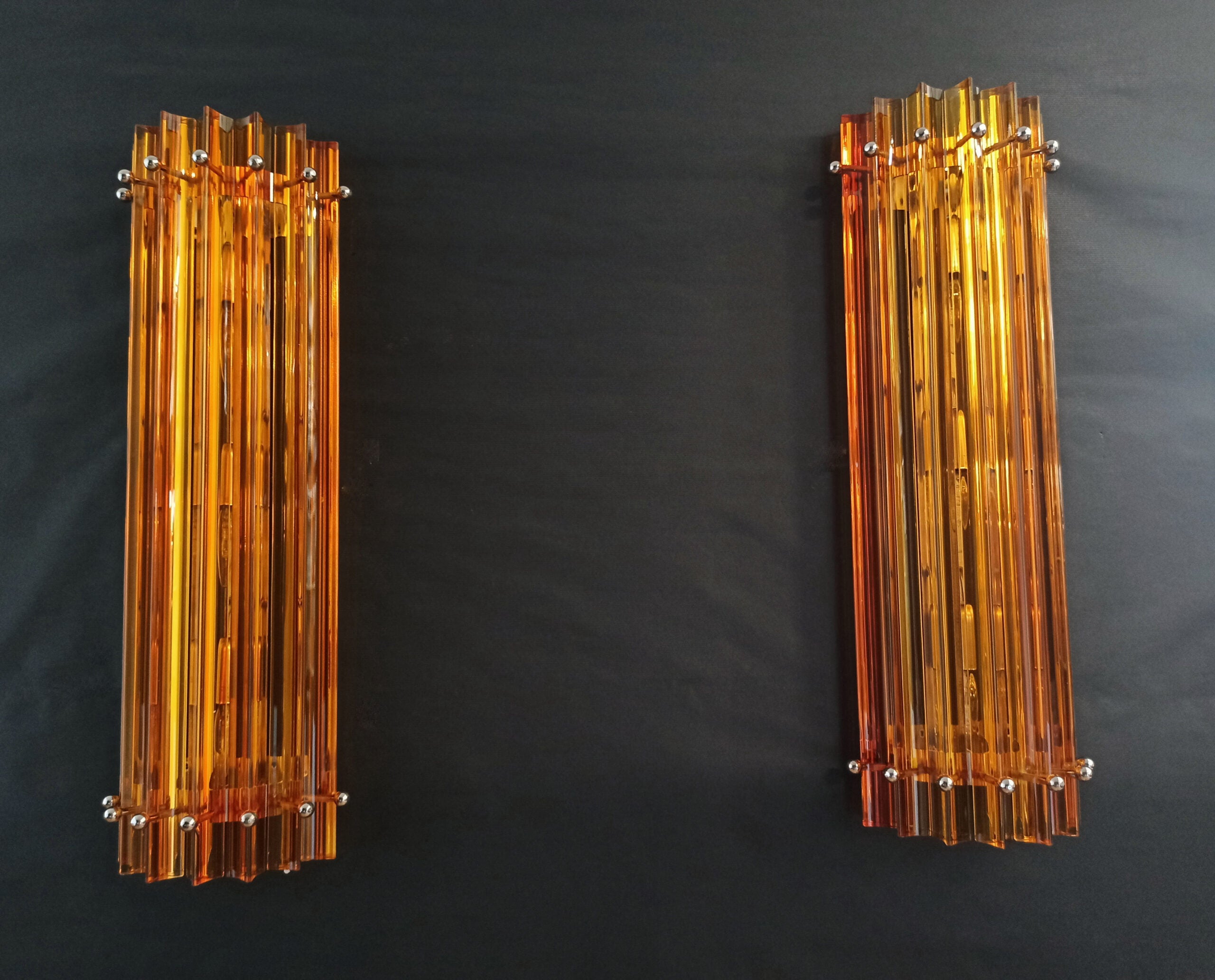 Murano Wall Lamp | 7 Yellow Prism Glass | Set of 2