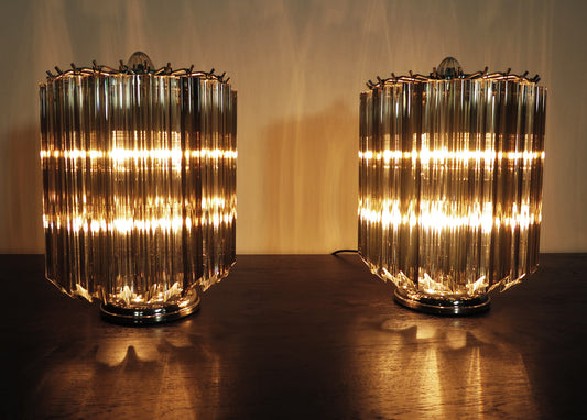 Murano Bordlampe | 24 Klare Røyk Prismeglass