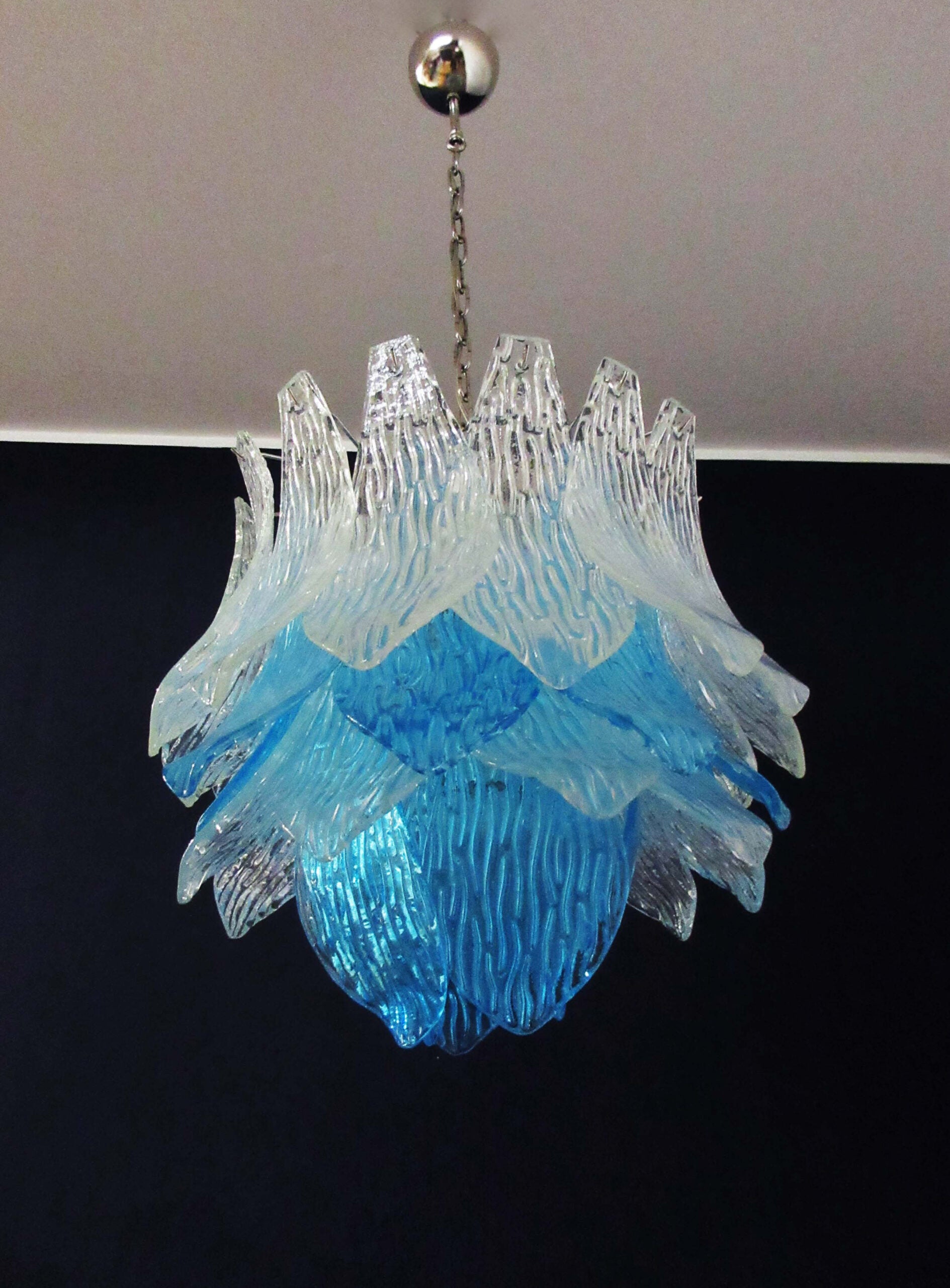 Murano Lysekrone | 38 Blå Crostoliglass