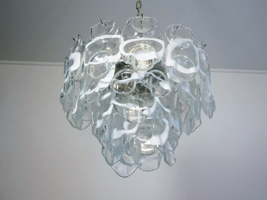 Murano Lysekrone | 36 Hvite Crostoliglass