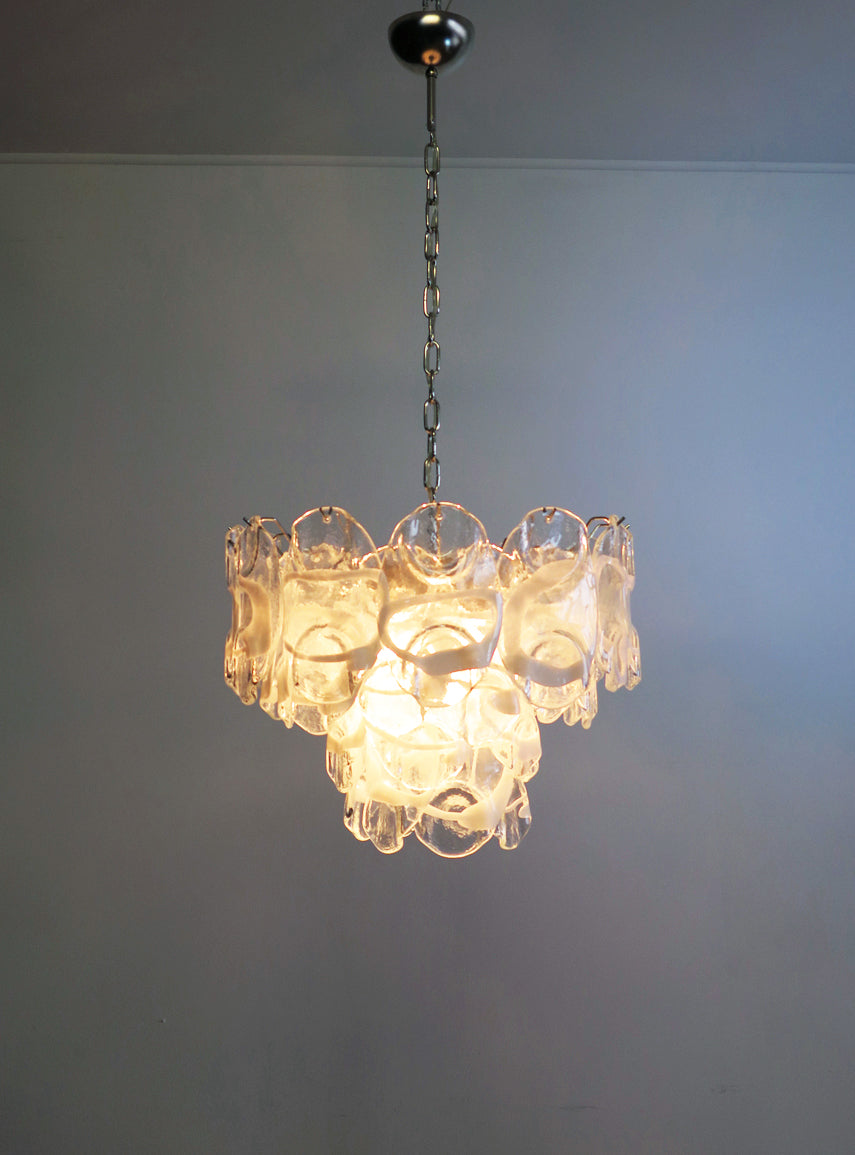 Murano Chandelier – 36 White Crostoli Glass – detail 5 – Murano Classics