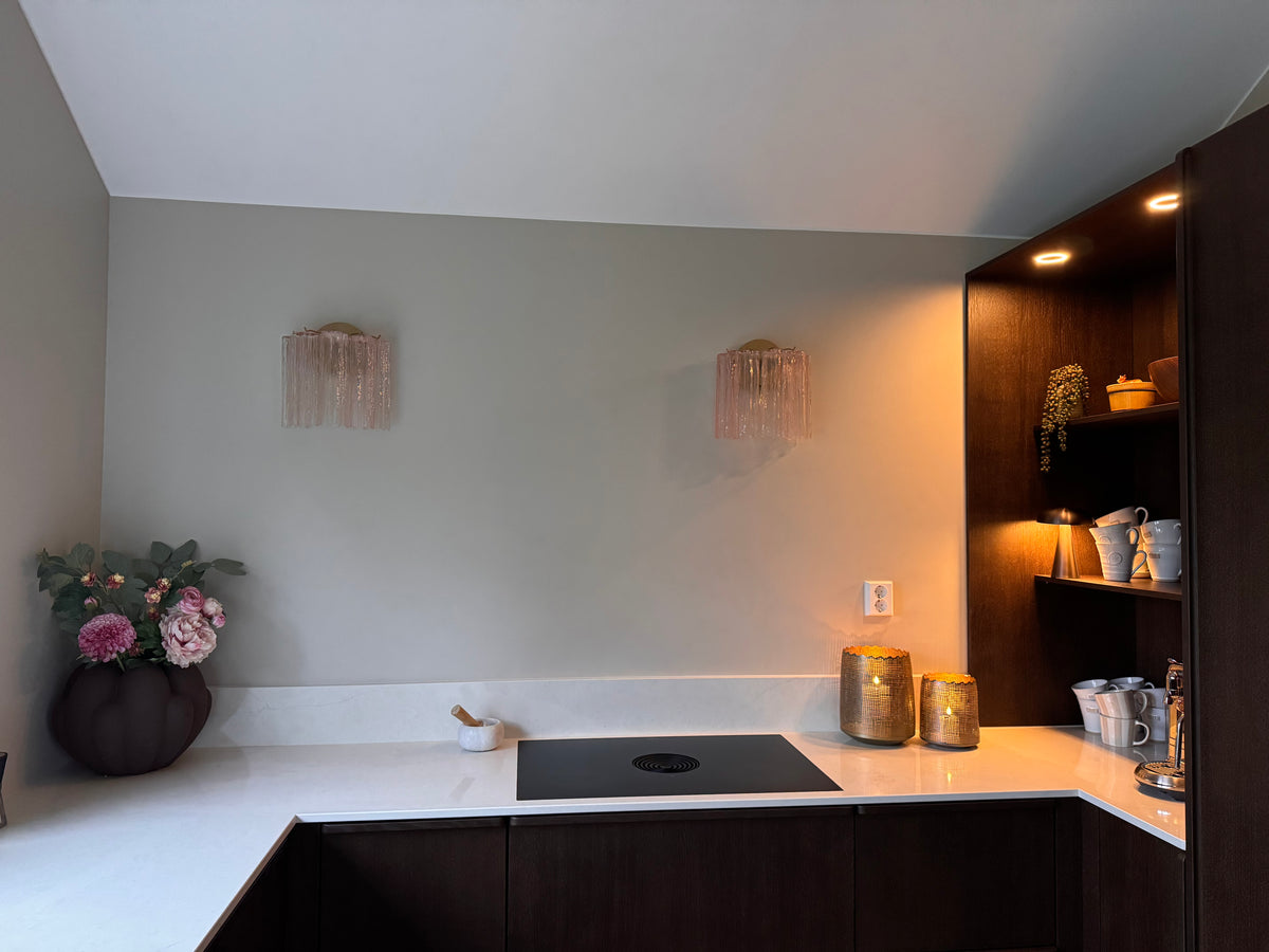 Murano Wandlamp | 5 Roze Buisglas | Set van 2