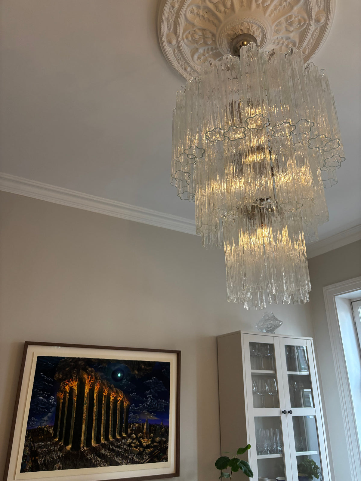 Murano Lysekrone – 48 Klare Glassrør – miljø – Murano Classics