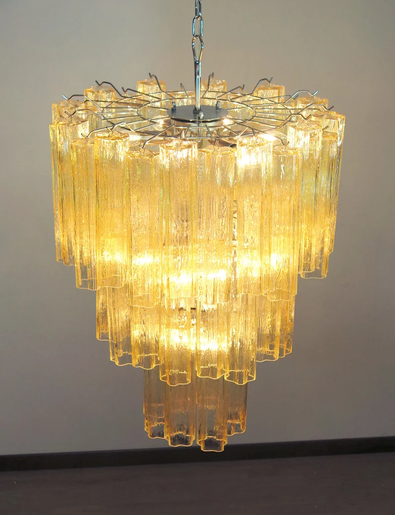 Lampadario Murano | 48 Tubo di Vetro Giallo