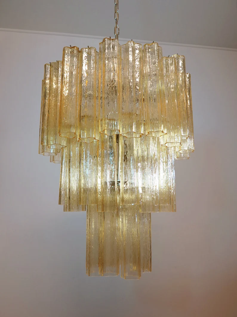 Lampadario Murano | 48 Tubo di Vetro Giallo