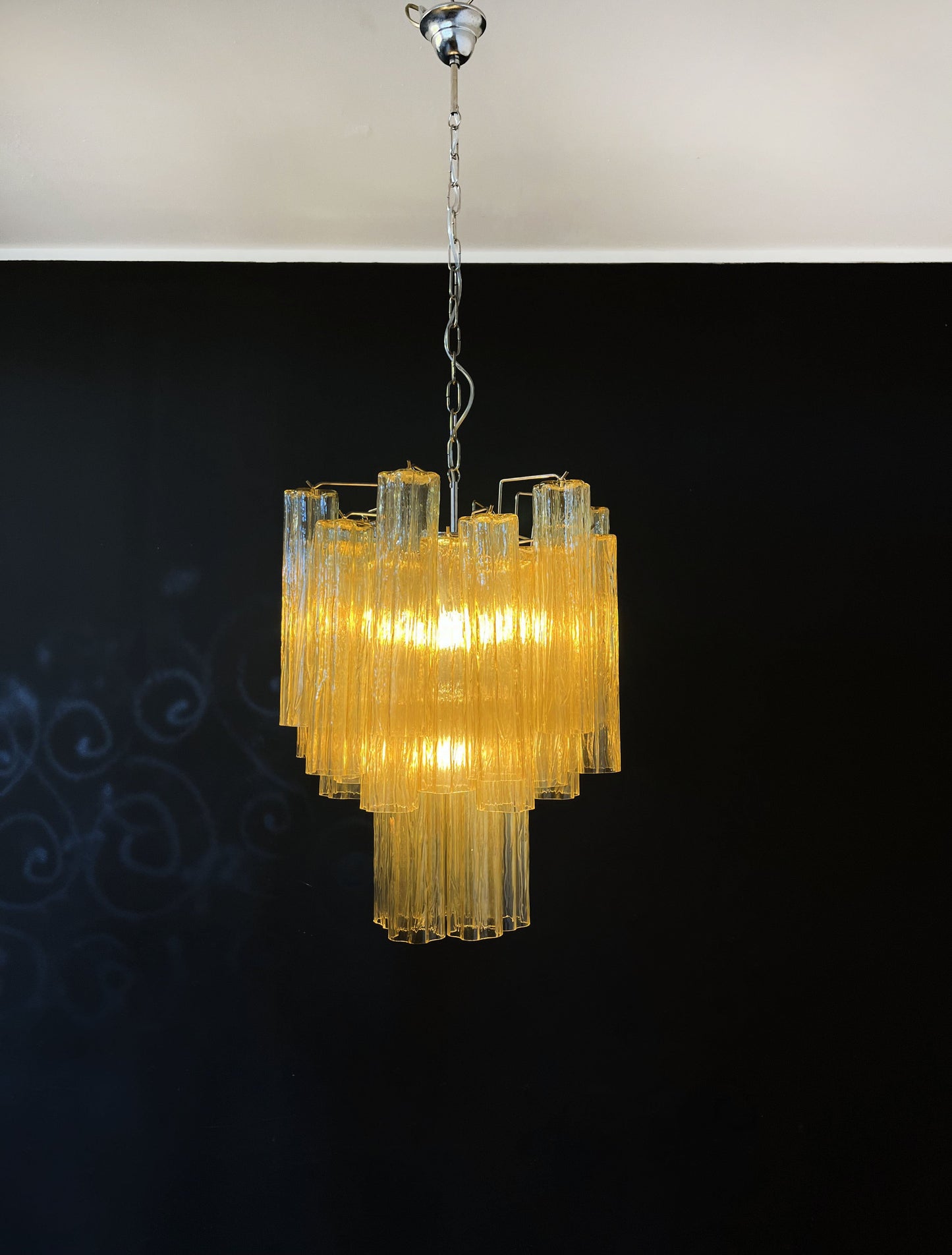 Lampadario Murano | 30 Tubi di Vetro Gialli