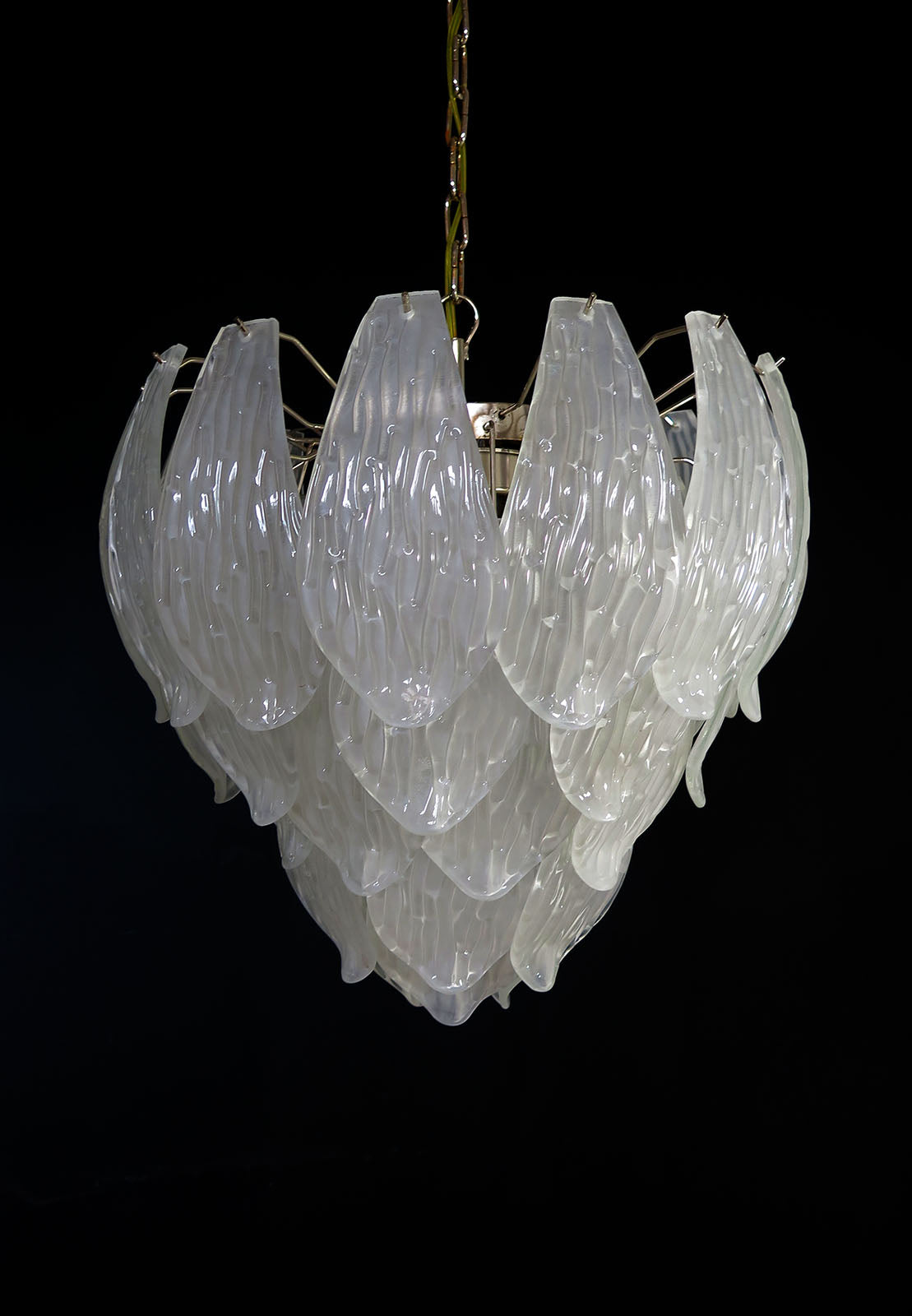 Murano Lysekrone | 41 Klare Konglebladglass