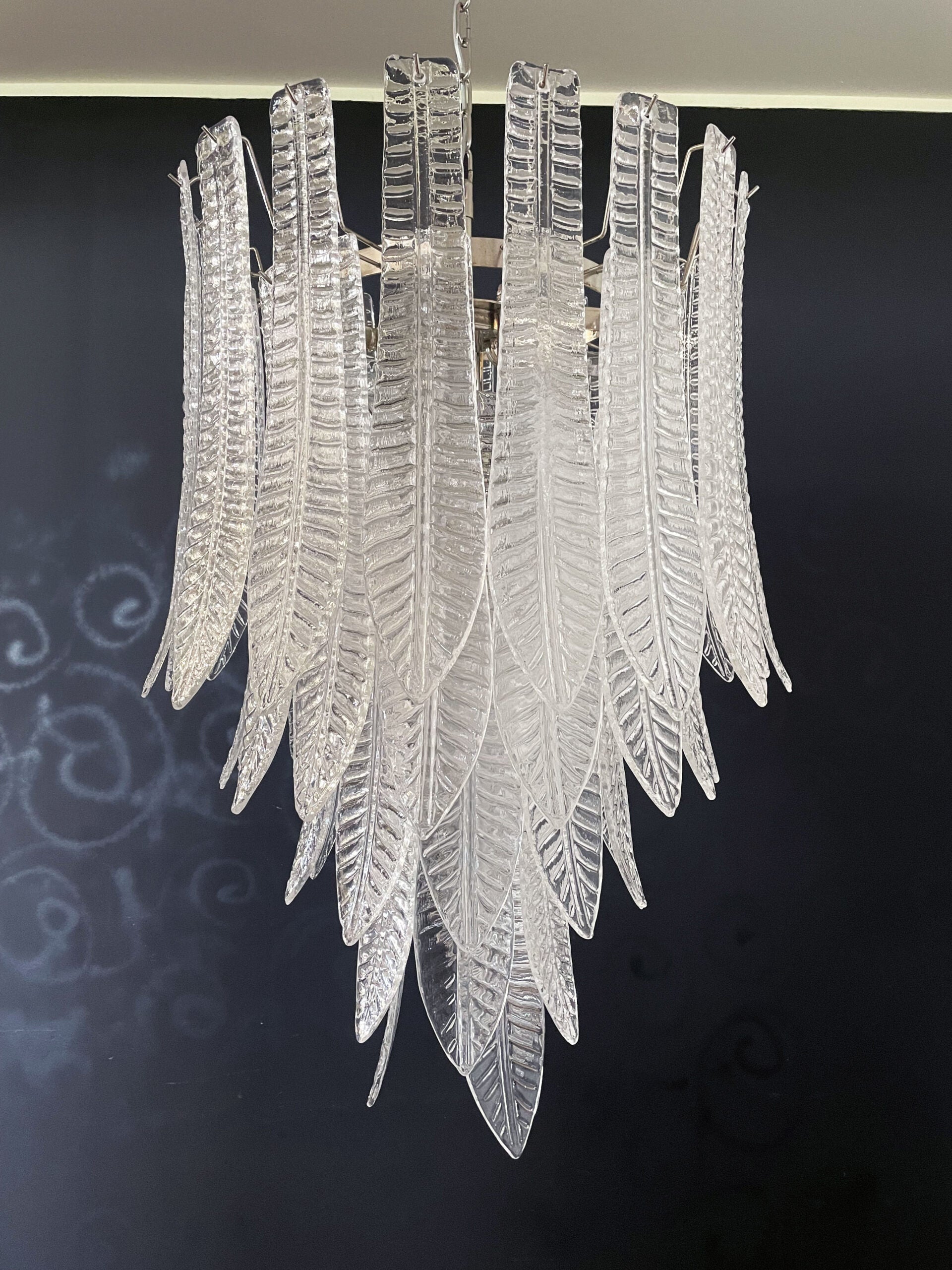 Murano Chandelier – 52 Clear Felci Glass – detail 8 – Murano Classics