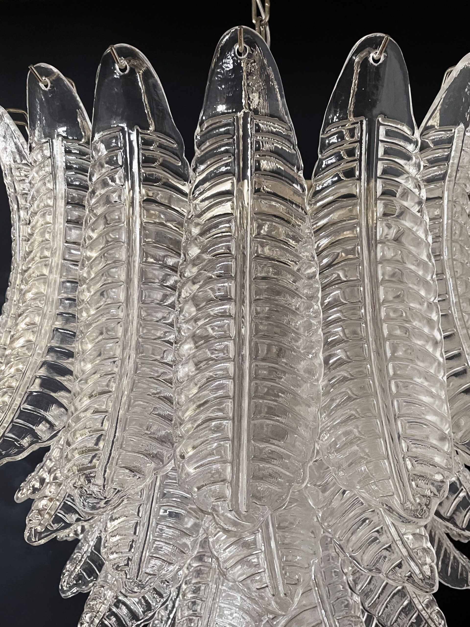 Murano Chandelier – 75 Clear Felci Glass – detail 4 – Murano Classics