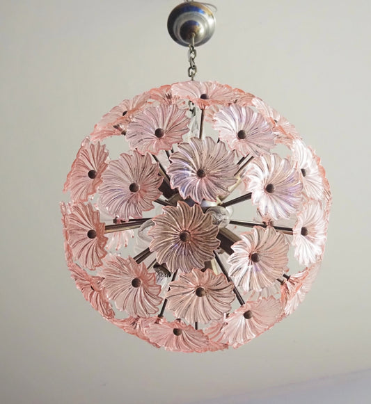 Murano Lysekrone | 51 Rosa Tusenfrydglass