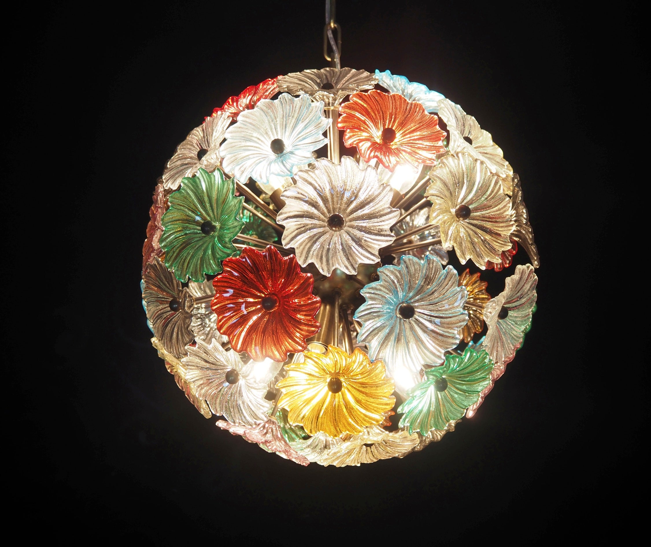 Murano Chandelier – 51 Multicolour Daisy Glass – detail 9 – Murano Classics