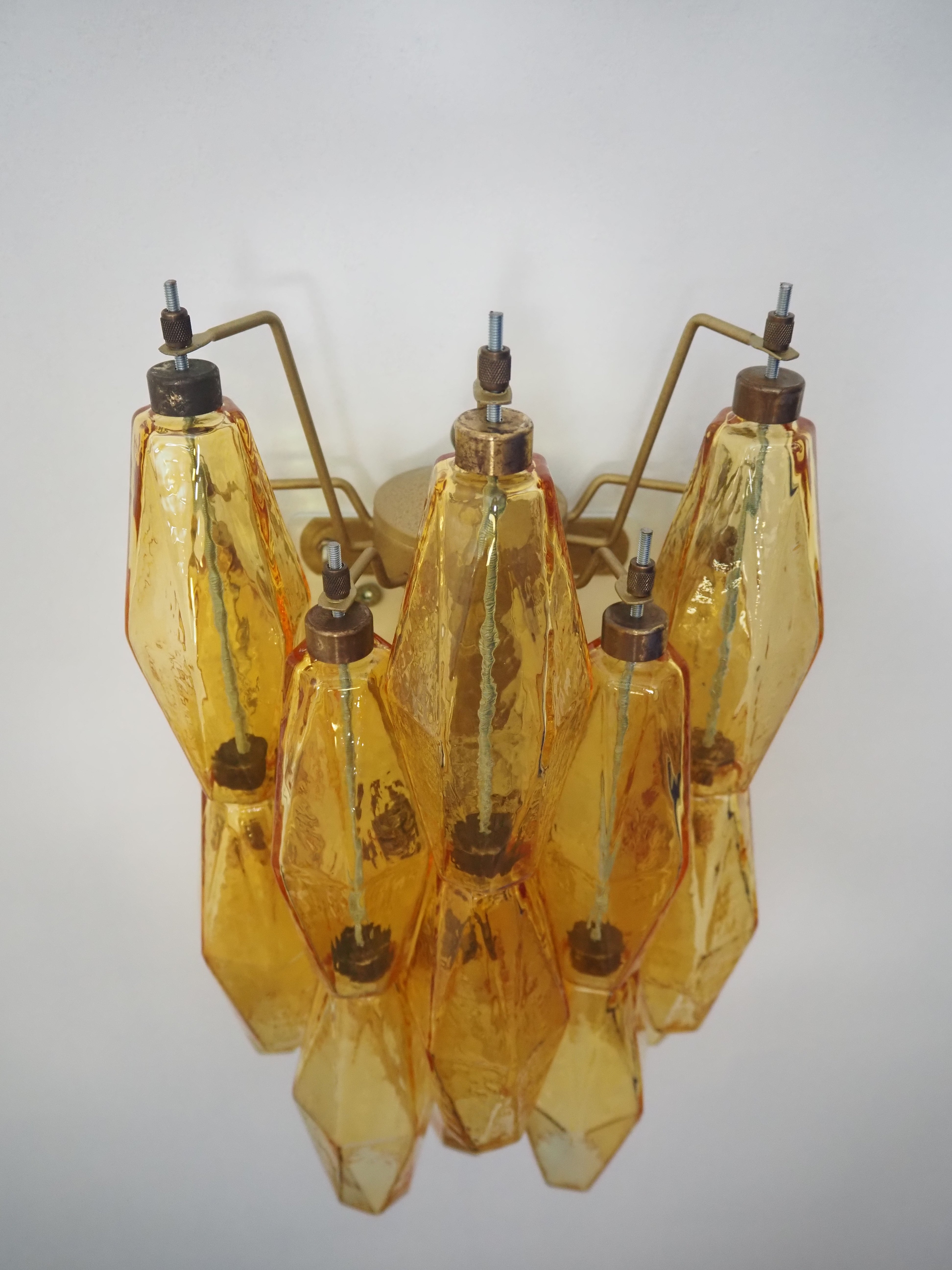 Murano Wandlamp – 17 Gele Poliedriglas – Set van 2 – detail 4 – Murano Classics