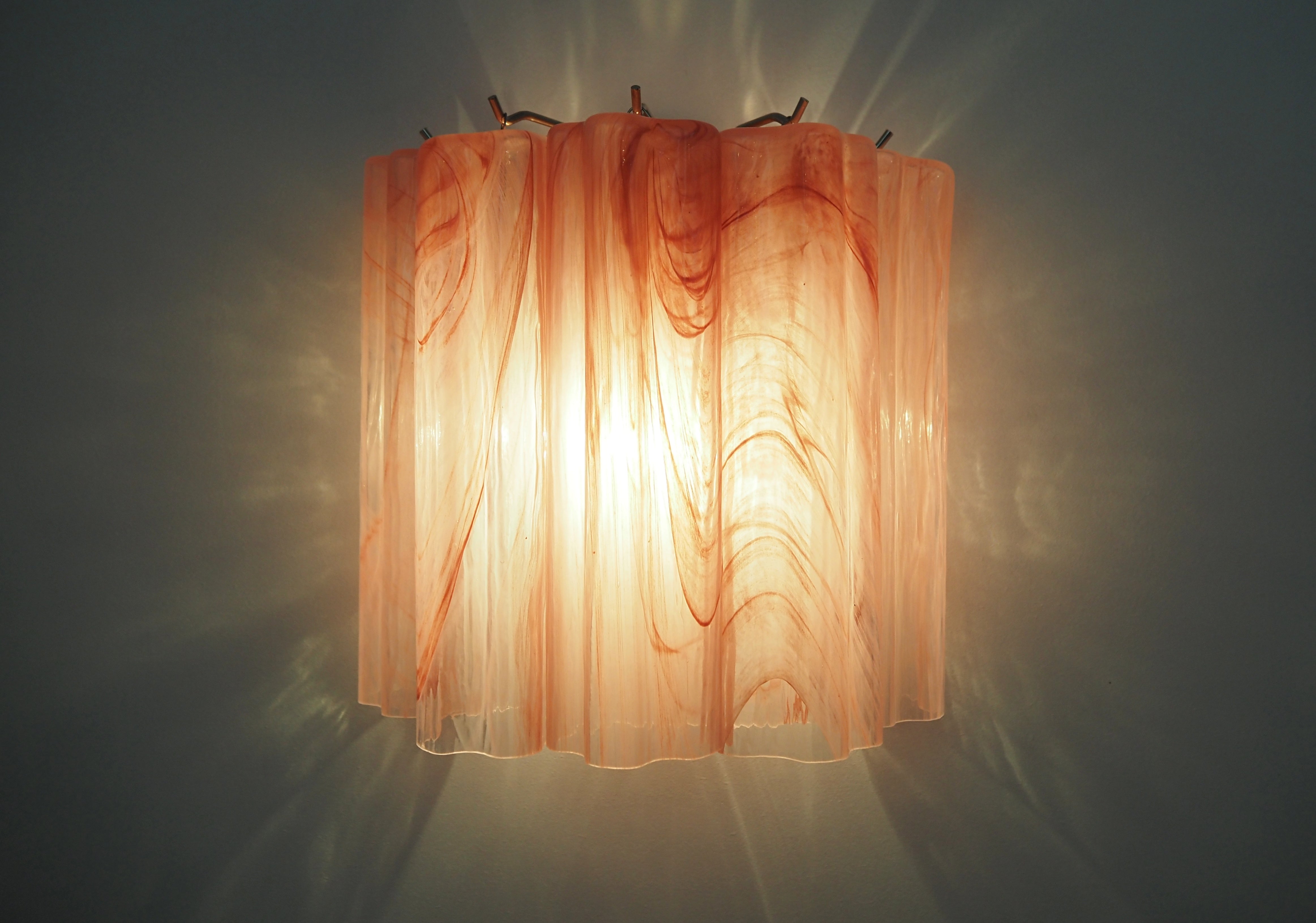 Murano Wandlamp – 5 Roze Alabaster Buisglazen – Set van 2 – detail 7 – Murano Classics