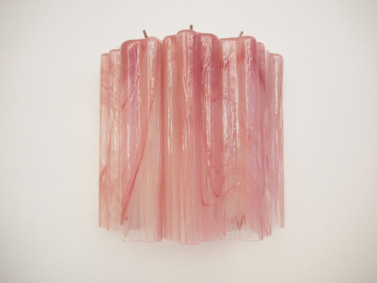 Murano Vegglampe | 5 Rosa Alabaster Glassrør | 1 par