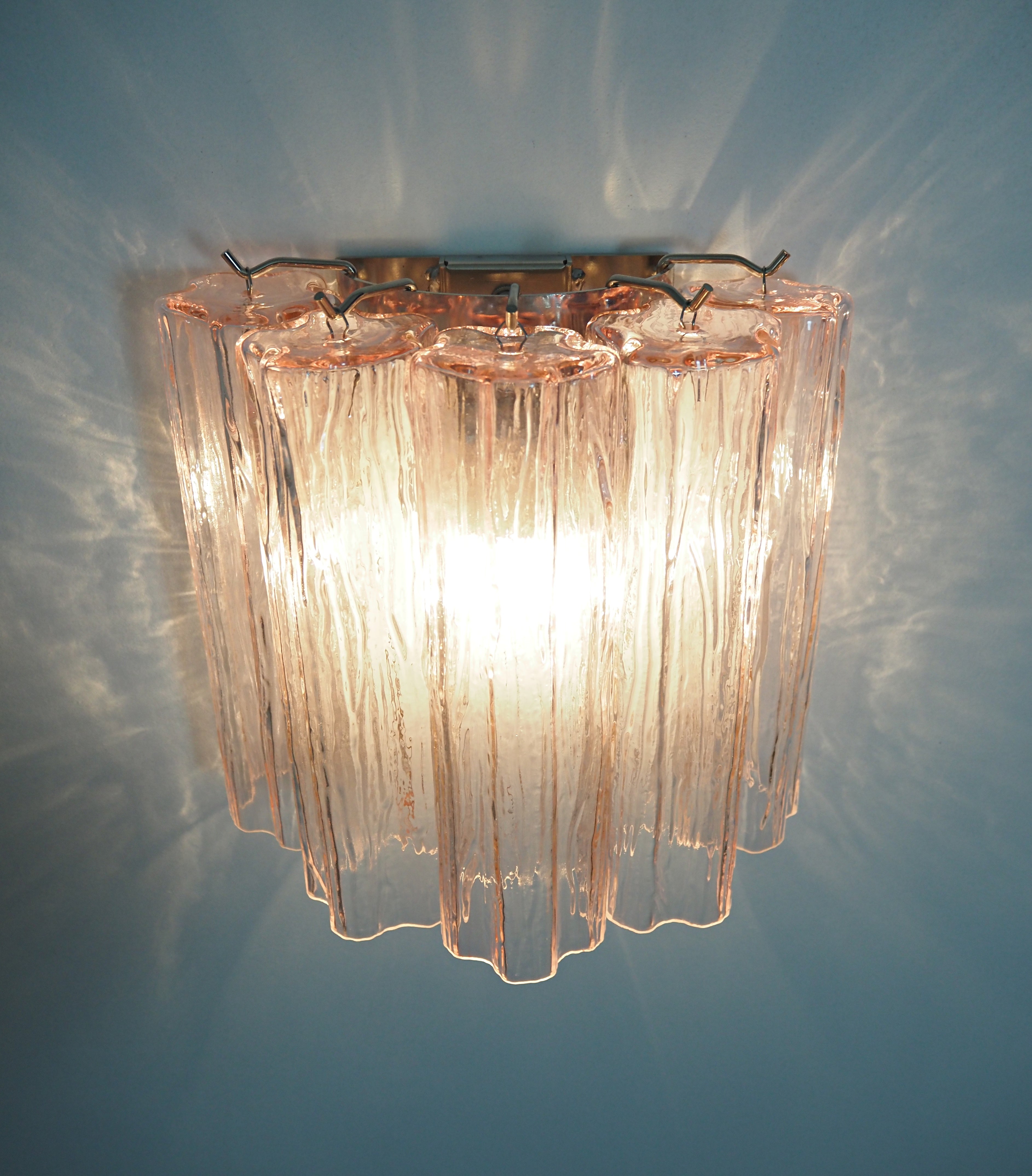 Murano Wandlamp – 5 Roze Buisglas – Set van 2 – detail 8 – Murano Classics