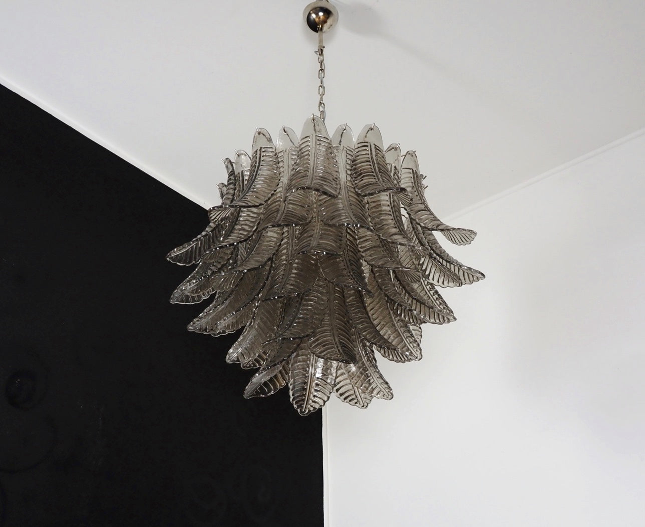 Murano Chandelier – 48 Smoked Felci Glass – detail 7 – Murano Classics