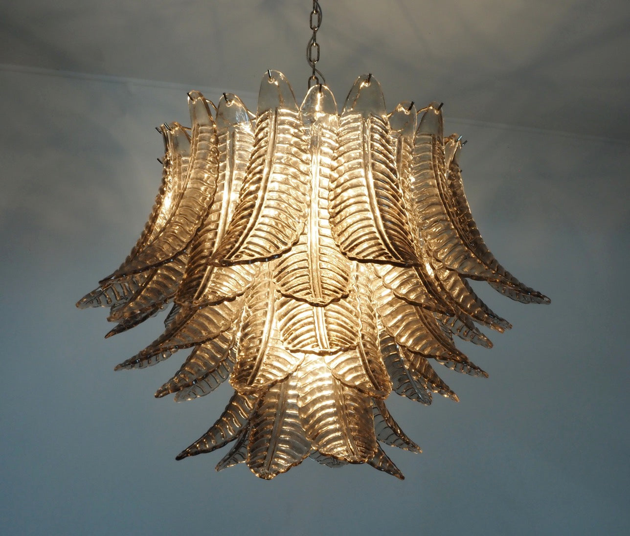 Murano Chandelier – 48 Smoked Felci Glass – detail 5 – Murano Classics