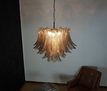 Murano Lysekrone | 48 Røykfargede Felciglass