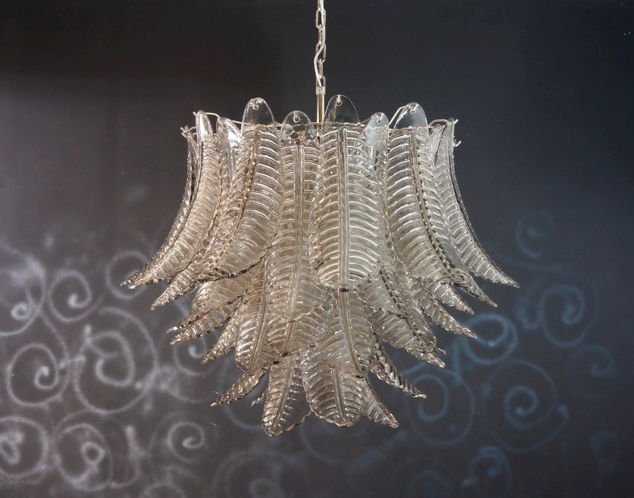 Murano Chandelier – 48 Smoked Felci Glass – detail 8 – Murano Classics