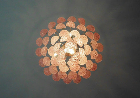 Murano Lysekrone | 52 Rosa Dråpeglass