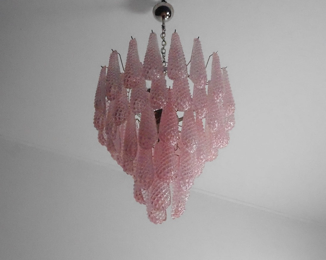 Murano Lysekrone | 52 Rosa Dråpeglass