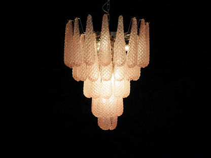 Murano Lysekrone | 52 Rosa Dråpeglass