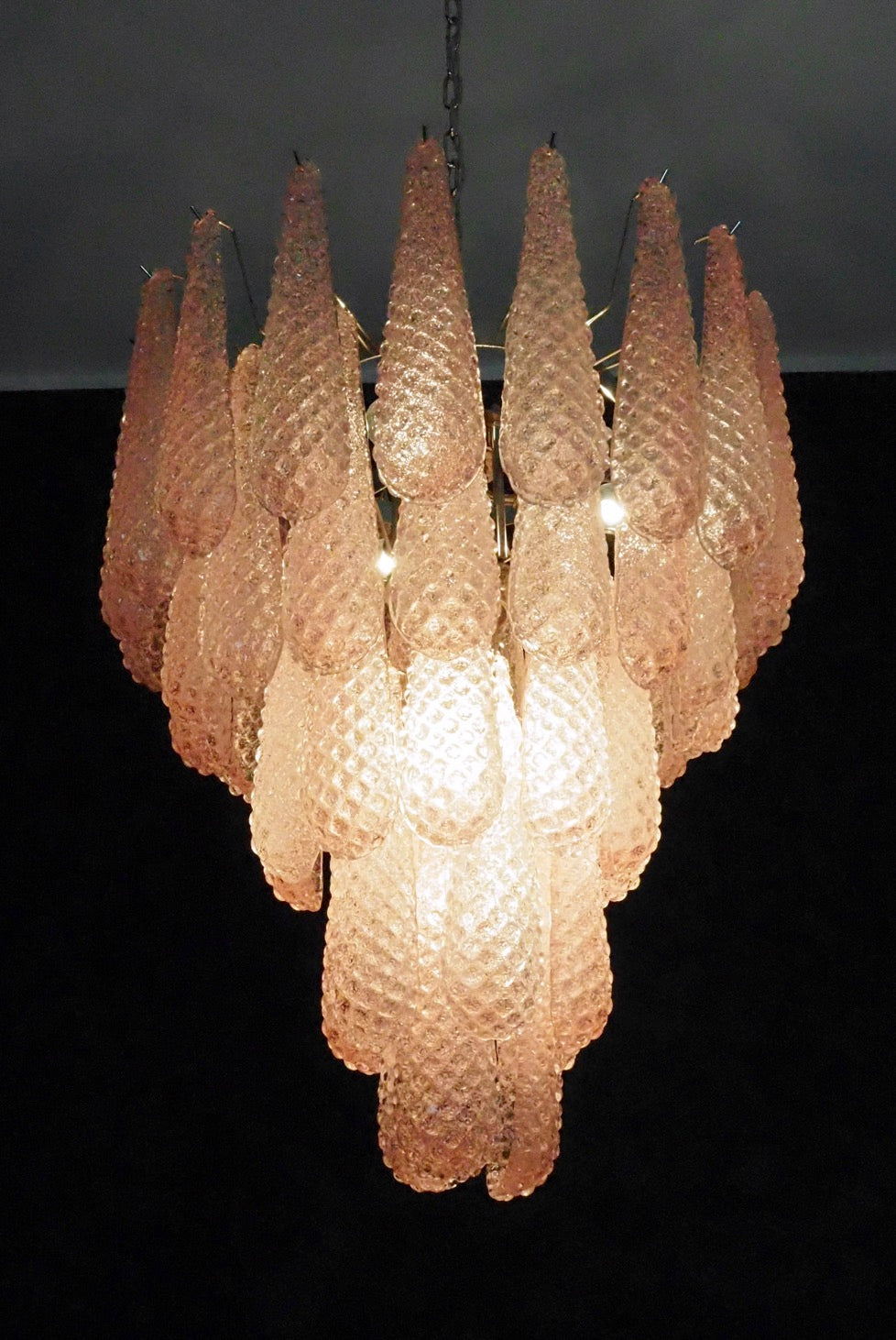 Murano Kroonluchter – 52 Roze Druppelglas – detail 6 – Murano Classics