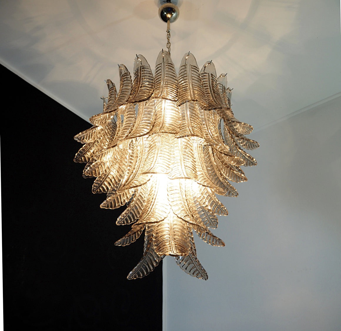 Murano Chandelier – 52 Smoked Felci Glass – detail 6 – Murano Classics