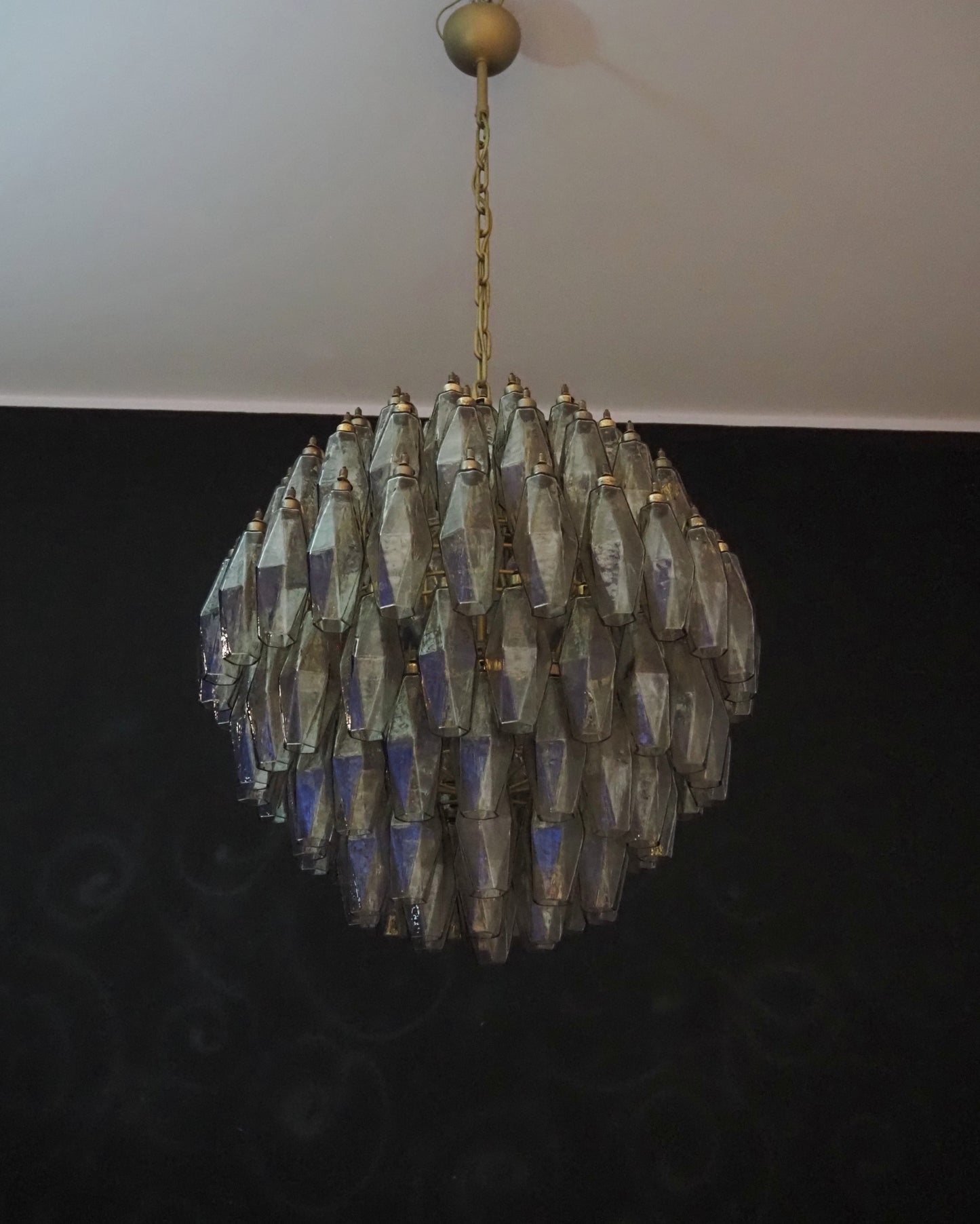 Murano Chandelier | 140 Smoke colored Polyhedral glass