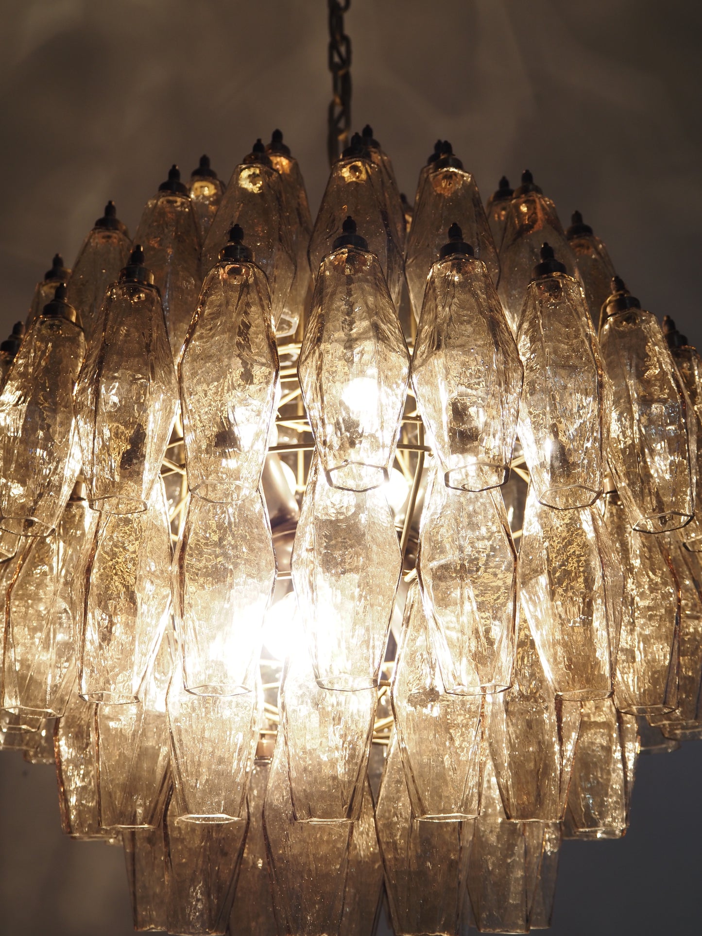 Murano Chandelier | 140 Smoke colored Polyhedral glass