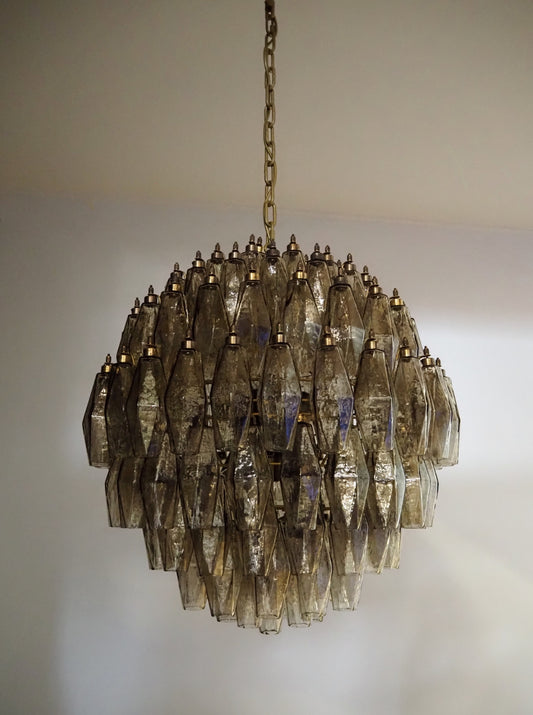 Murano Chandelier | 140 Smoke colored Polyhedral glass