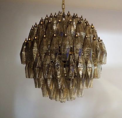 Murano Chandelier | 140 Smoke colored Polyhedral glass