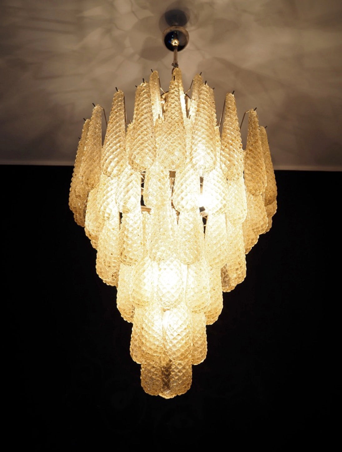 Murano Lysekrone | 85 Klare Gule Dråpeglass