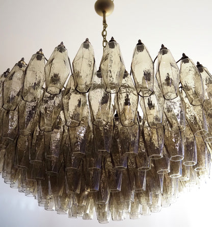 Murano Chandelier | 185 Smoke colored polyhedral glass