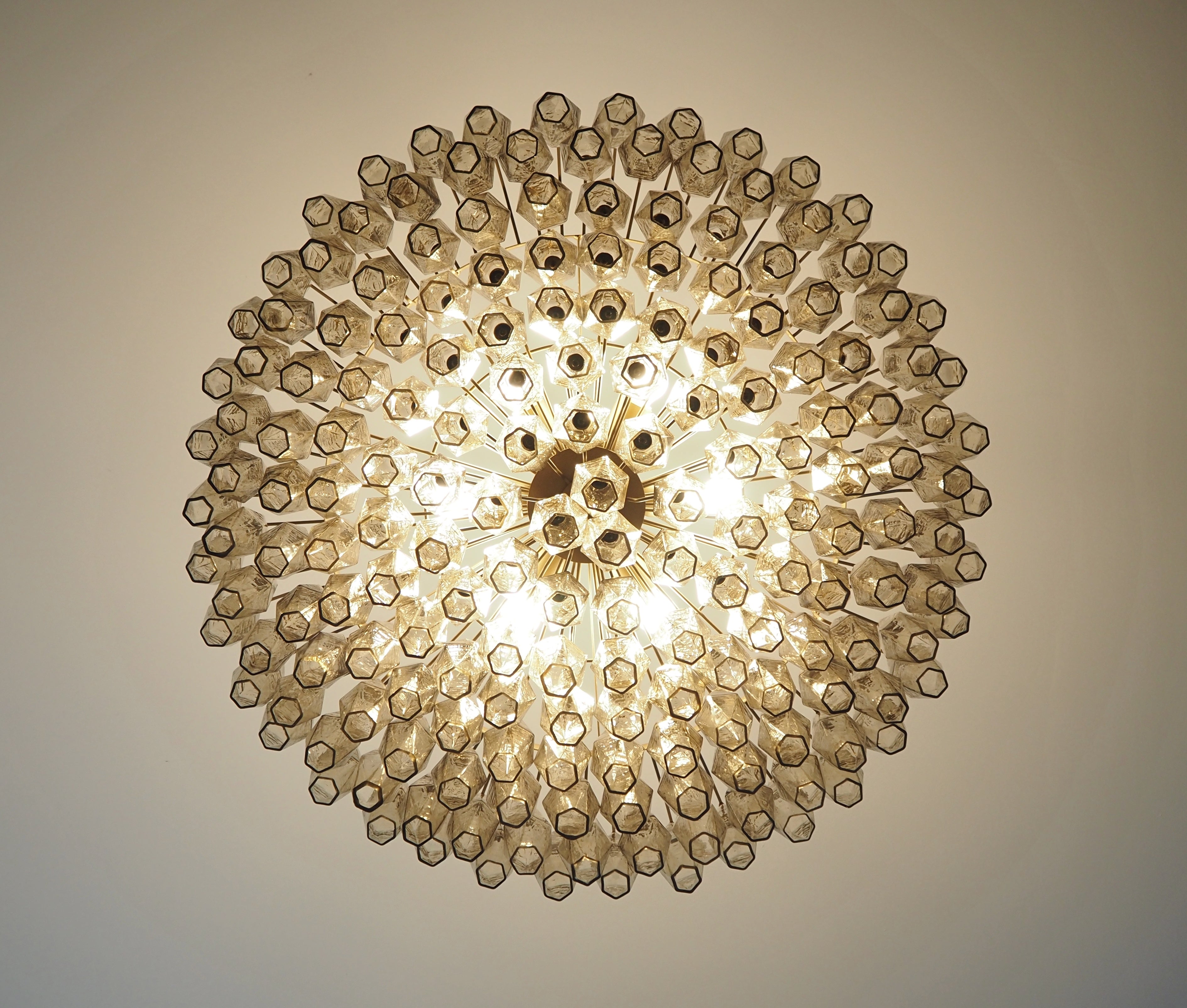 Murano Chandelier – 185 Smoked Poliedri Glass – detail 1 – Murano Classics