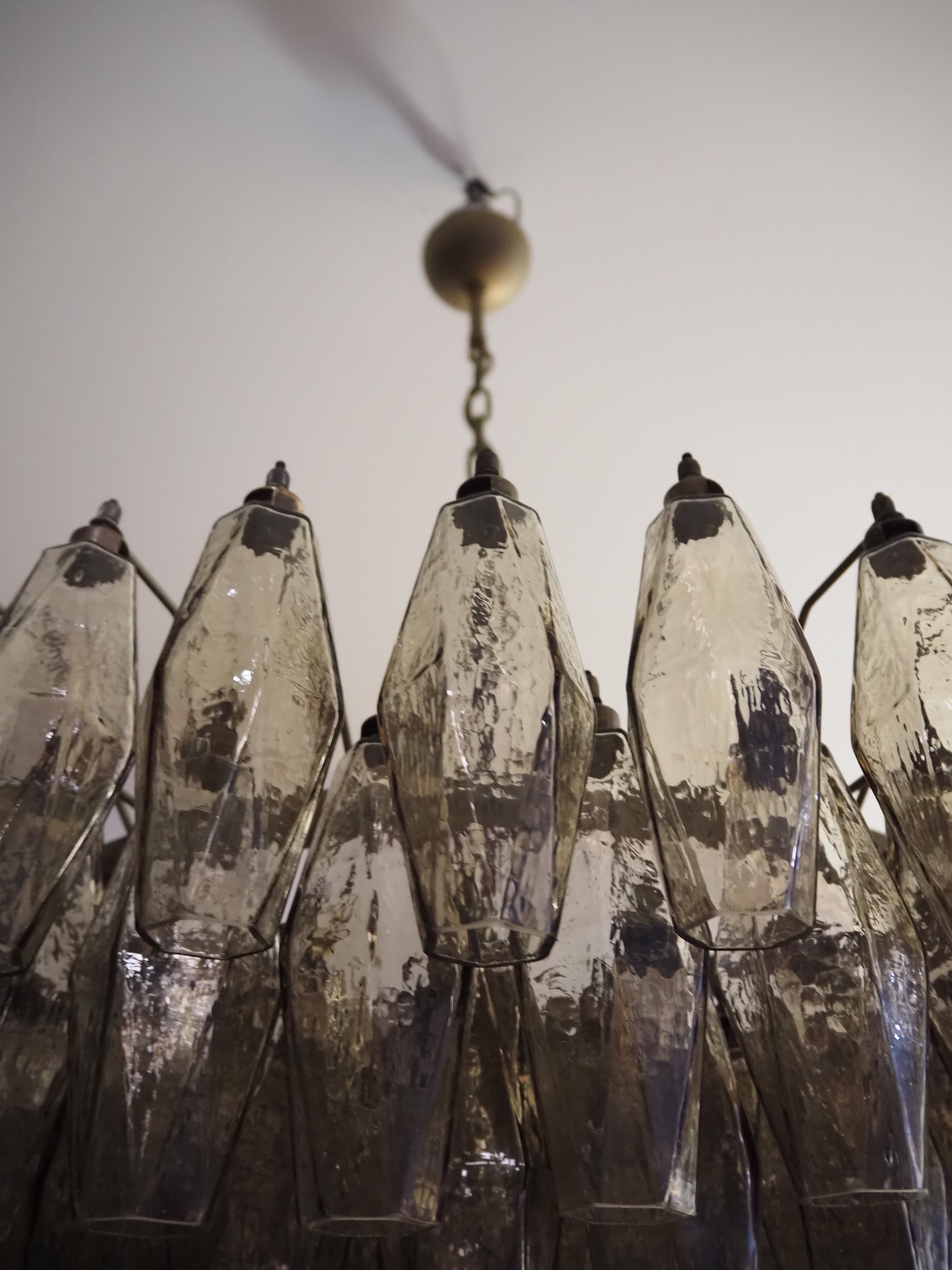 Murano Chandelier – 185 Smoked Poliedri Glass – detail 2 – Murano Classics