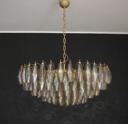 Murano Chandelier | 185 Smoke colored polyhedral glass