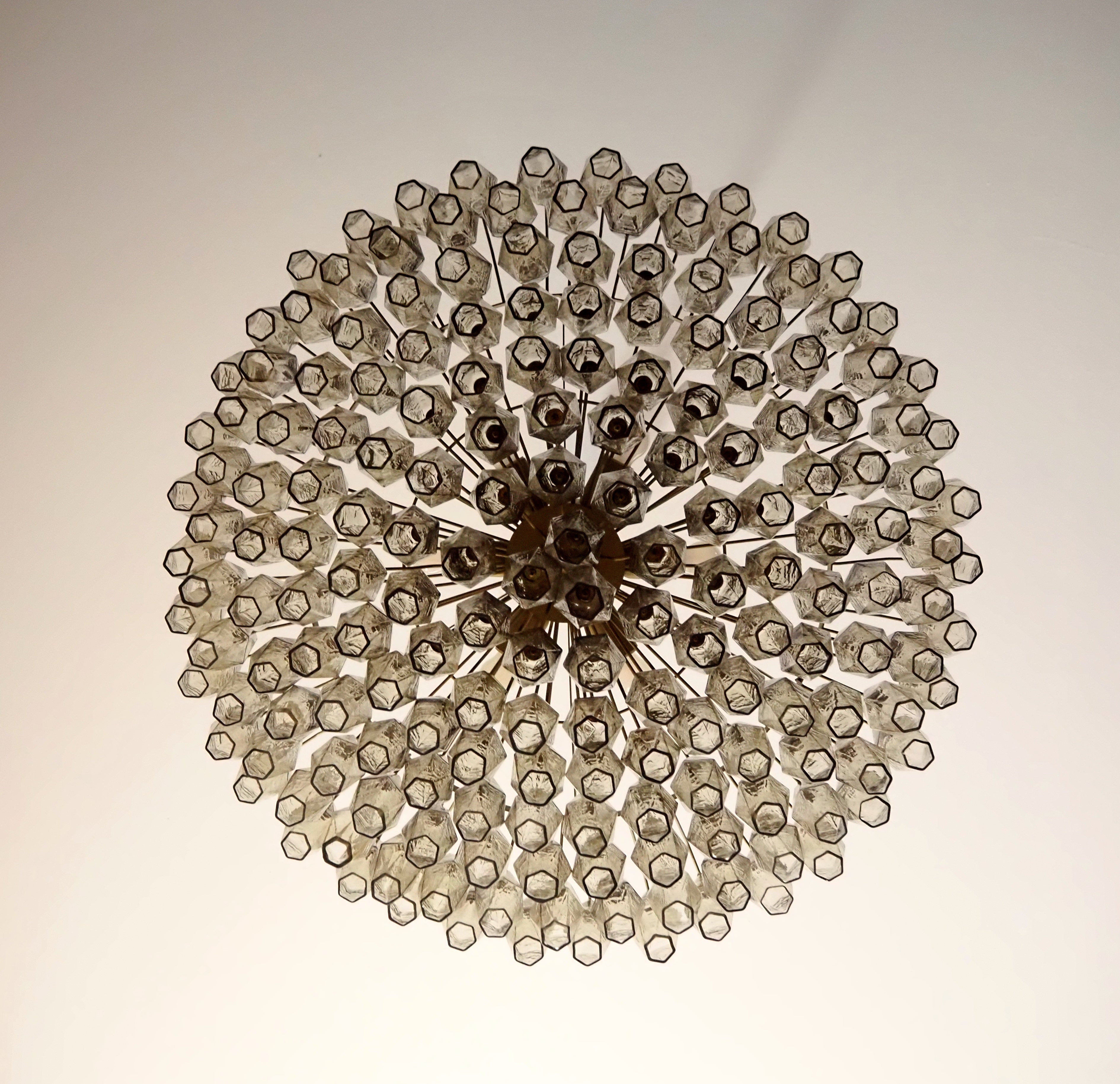 Murano Chandelier – 185 Smoked Poliedri Glass – detail 4 – Murano Classics