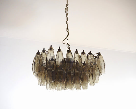 Murano Chandelier | 56 Smoke colored polyhedral glass