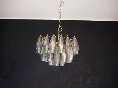 Murano Chandelier | 56 Smoke colored polyhedral glass