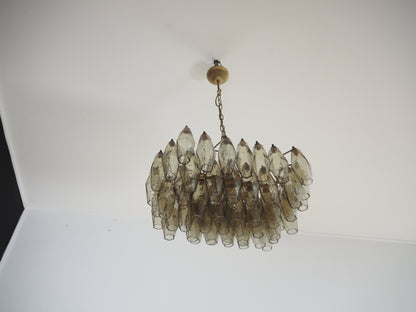 Murano Chandelier | 56 Smoke colored polyhedral glass